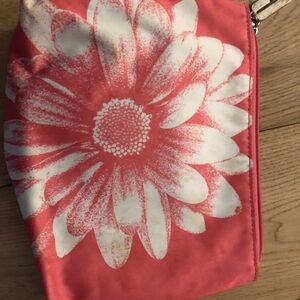 Floral Pink and White Cosmetic Bag Clinique